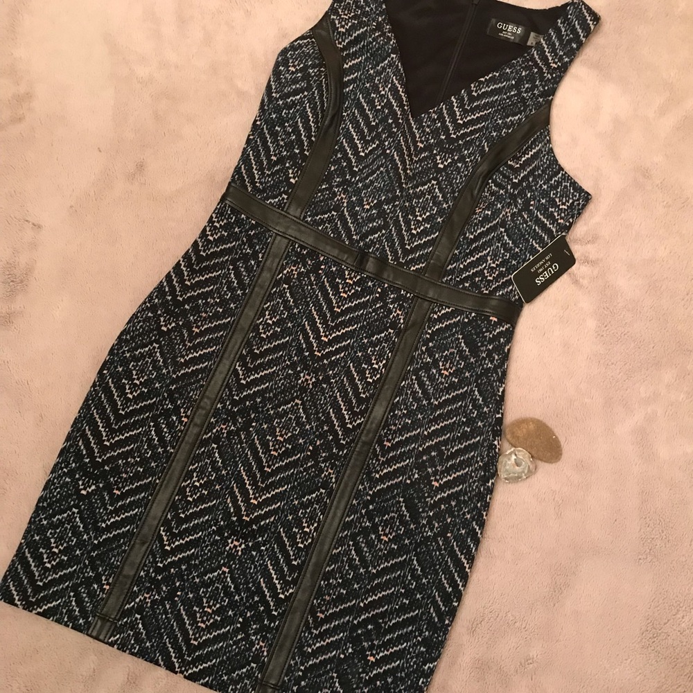 Stunning GUESS “Becca” Blue Faux Leather Dress 8